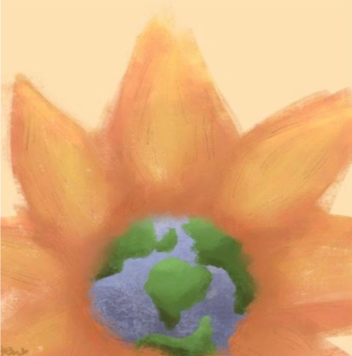 Gordon Flower Show logo — a painted sunflower with the Earth at its centre