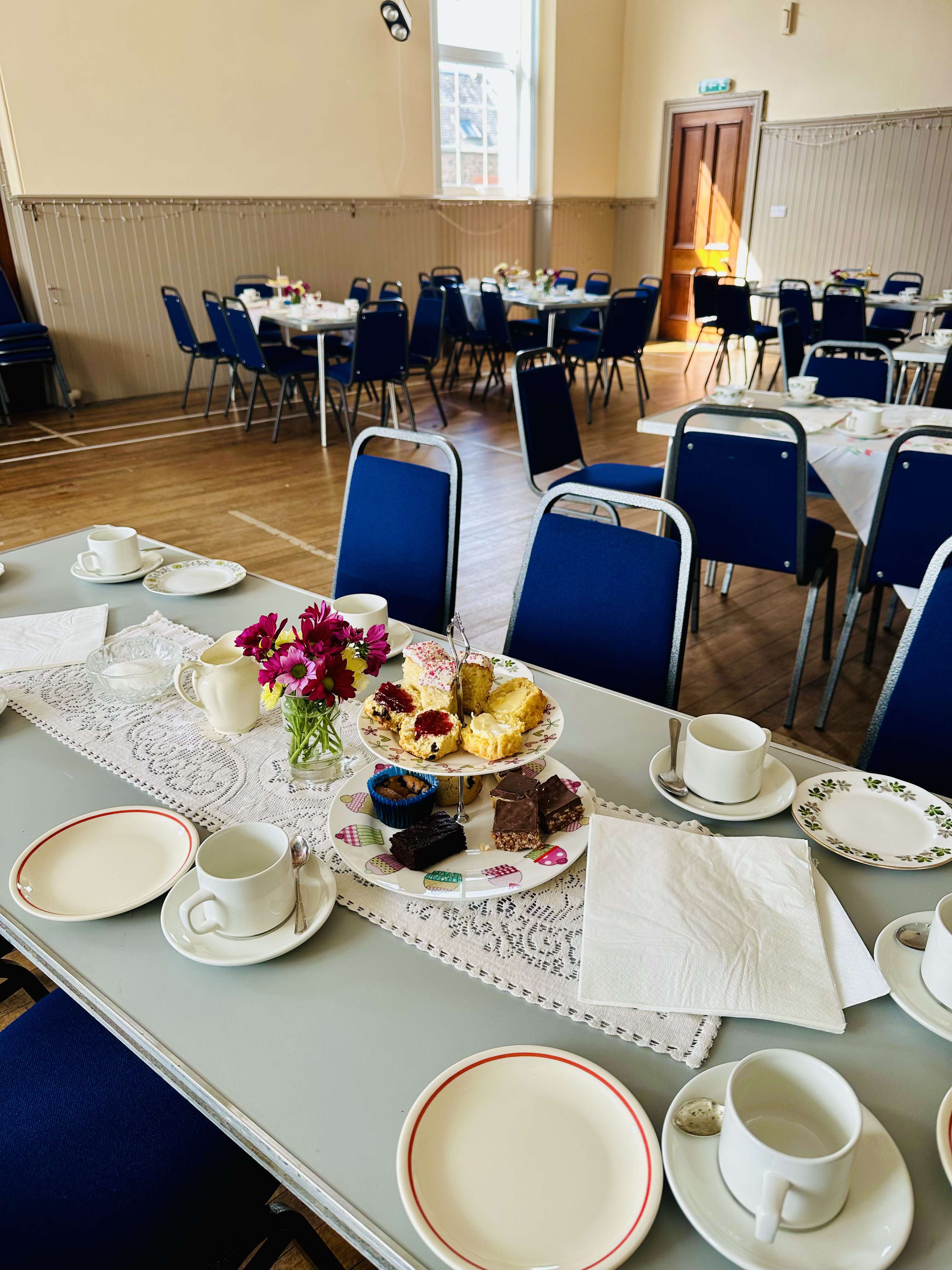 The main hall set up for a community event